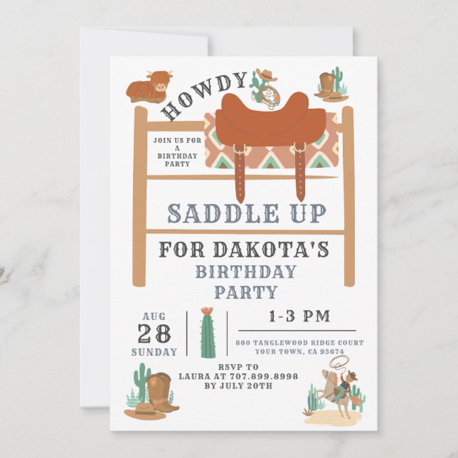 Invitation d'anniversaire du garçon Wild West Cowb (Devant)