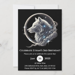 Invitation d'anniversaire du Loup Blanc Céleste de