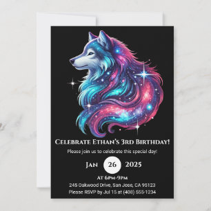 Invitation d'anniversaire du loup céleste
