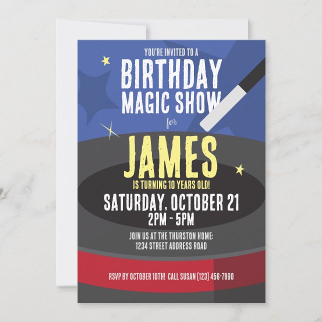 Invitation d'anniversaire du magicien - Top Hat &  (Devant)