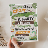 Invitation d'anniversaire du marais | Alligator |