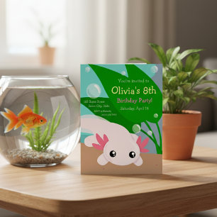 Invitation d'anniversaire du mignon Axolotl