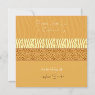 Invitation d'anniversaire du Motif d'animaux d'or