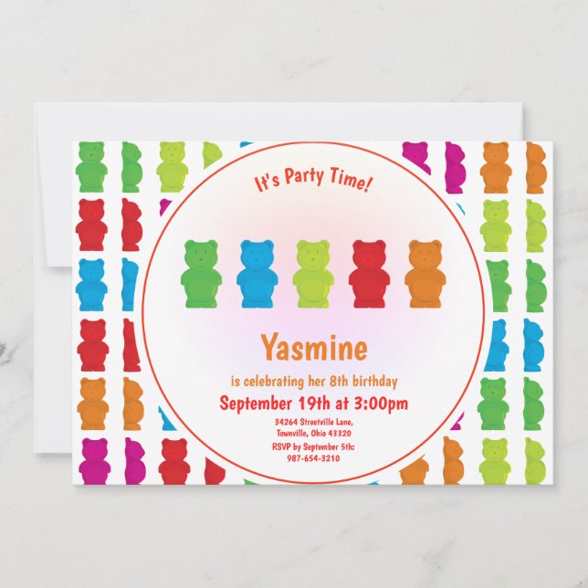 Invitation d'anniversaire du Motif de l'ours de go (Devant)