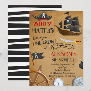 Invitation d'anniversaire du navire pirate