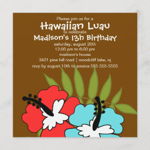 Invitation d'anniversaire du parti Hawaiian Luau