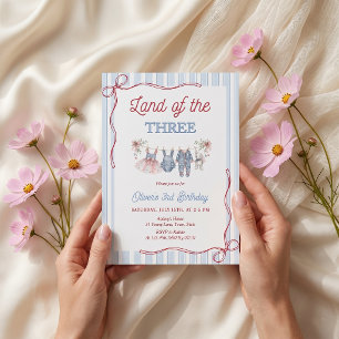 Invitation d'anniversaire du pays des trois filles