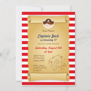 Invitation d'anniversaire du pirate - Vertical