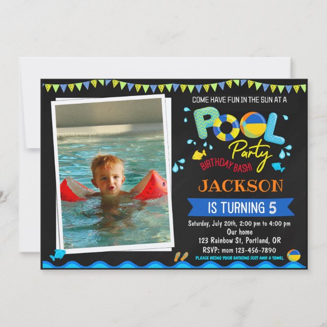 Invitation d'anniversaire du pool invitation de dé (Devant)