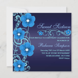 Invitation d'anniversaire du remous Sweet16 fleur