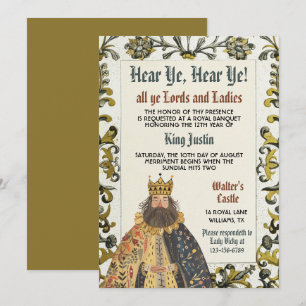 Invitation d'anniversaire du roi de la Renaissance