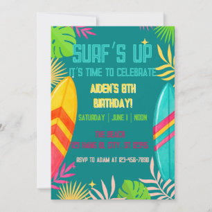 Invitation d'anniversaire du surf