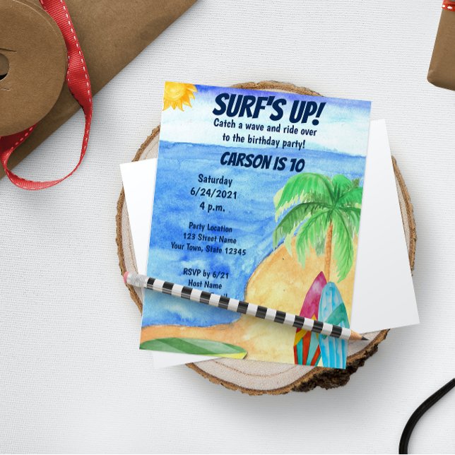 Invitation d'anniversaire du surf (Créateur téléchargé)