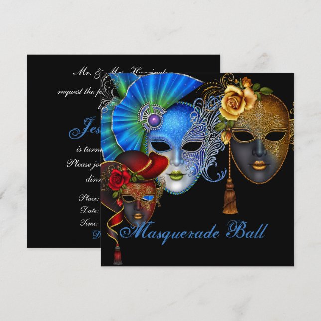 Invitation d'anniversaire du Sweet sixteen de bal  (Devant / Derrière)