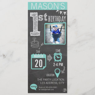 Invitation d'anniversaire du tableau du garçon