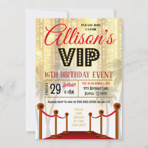 Invitation d'anniversaire du tapis rouge