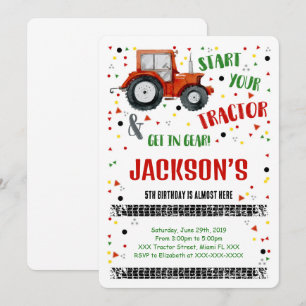Invitation d'anniversaire du tracteur