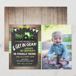 Invitation d'anniversaire du tracteur Ferme Boy Gr