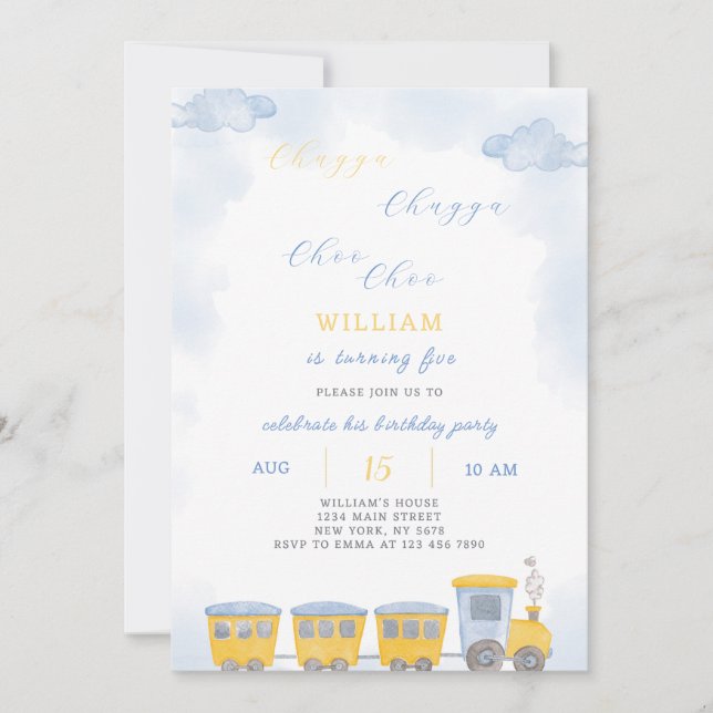 Invitation d'anniversaire du train (Devant)