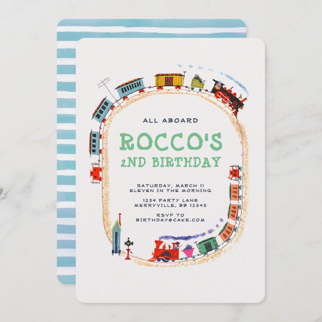 Invitation d'anniversaire du train (Devant / Derrière)