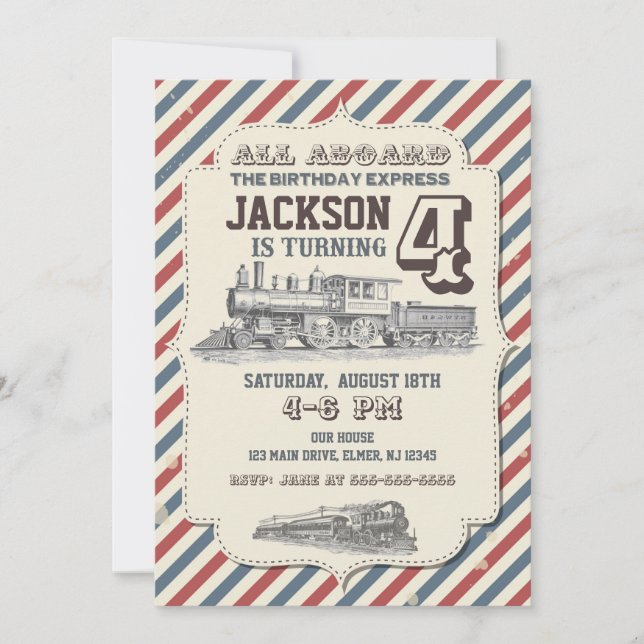 Invitation d'anniversaire du train Invitations Vin (Devant)