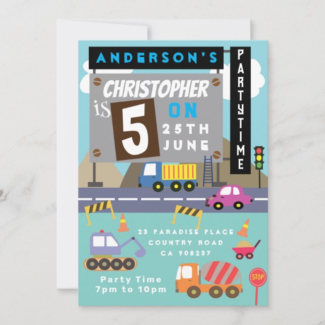 Invitation d'anniversaire du transport (Devant)