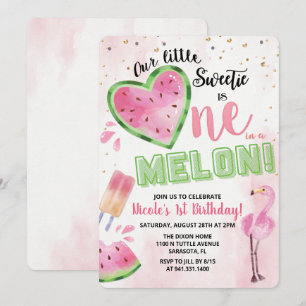 Invitation d'anniversaire d'un an de pastèque Une 