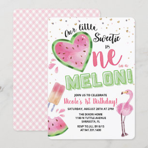 Invitation d'anniversaire d'un an de pastèque Une 
