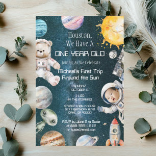Invitation d'anniversaire d'un an sur le thème de