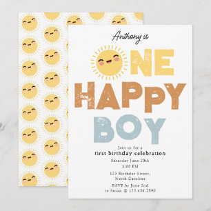 Invitation d'anniversaire d'un garçon heureux 1er