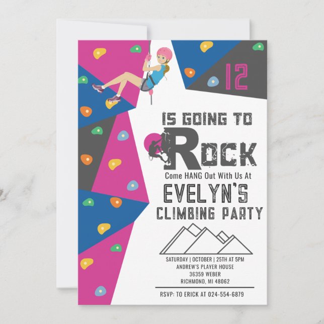 Invitation d'anniversaire d'une Escalade de rock p (Devant)