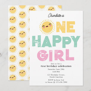 Invitation d'anniversaire d'une fille heureuse 1er