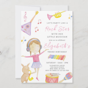 Invitation d'anniversaire d'une fille musicienne