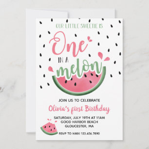 Invitation d'anniversaire d'une première pastèque 