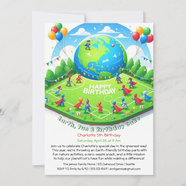 Invitation d'anniversaire écologique (Devant)