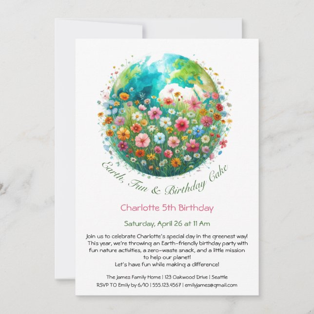 Invitation d'anniversaire écologique (Devant)