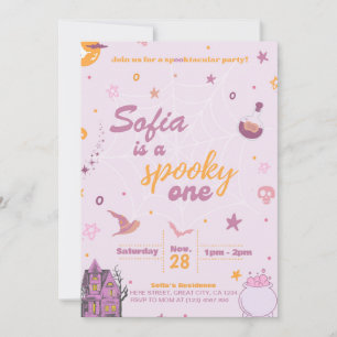 Invitation d'anniversaire éffrayante fille rose mo