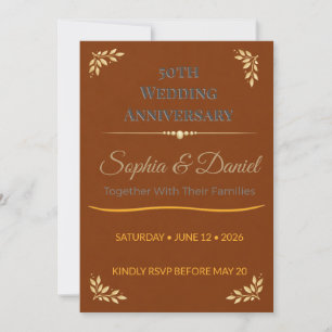 Invitation d'anniversaire   Élégant 50ème Feuille 
