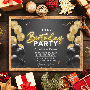Invitation d'anniversaire élégante avec ballons no