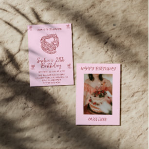 Invitation d'anniversaire Élégante Cerise avec Gât