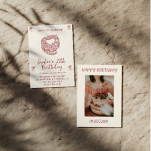 Invitation d'anniversaire Élégante Cerise avec Gât
