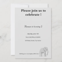 Invitation d'anniversaire éléphant mignon | Pastel