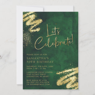 Invitation d'anniversaire Emerald Green et Gold
