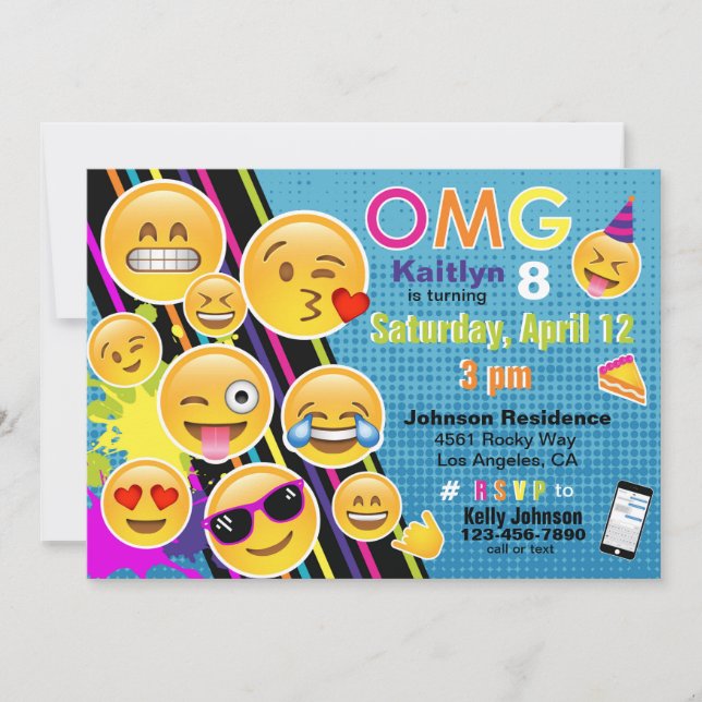Invitation d'anniversaire Emoji (Devant)