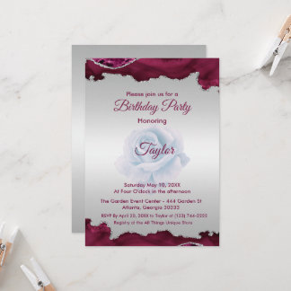 Invitation d'anniversaire en Bourgogne et en argen