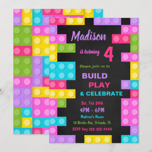 Invitation d'anniversaire en briques noires