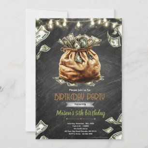 Invitation d'anniversaire en espèces monétaires de