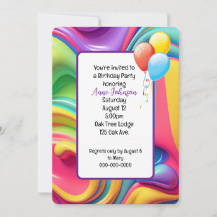 Invitation d'anniversaire en plastique psychédéliq