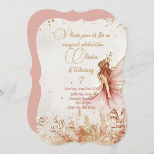 Invitation d'anniversaire Enchanted Gold et Rose F