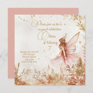 Invitation d'anniversaire Enchanted Gold et Rose F